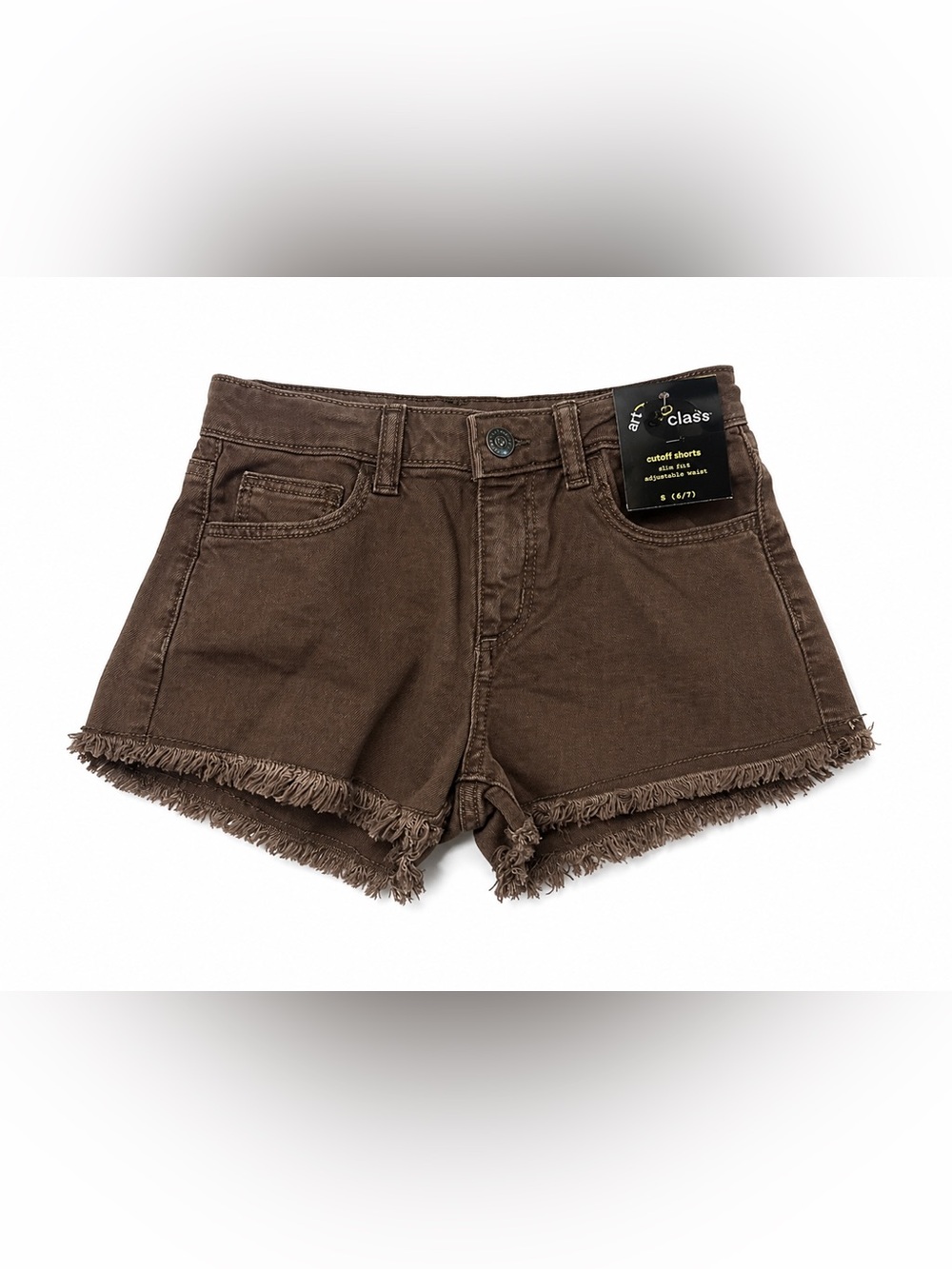 Art Class Girls Brown Cutoff Shorts Size Medium 8 Mid-Rise Adjustable Waist NWT